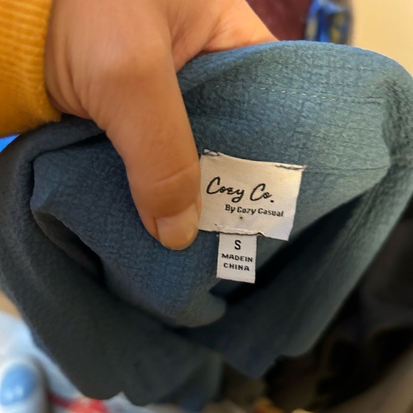 Cozy Casual Blue Button Front Gauze Shirt Dress - Picture 4 of 5